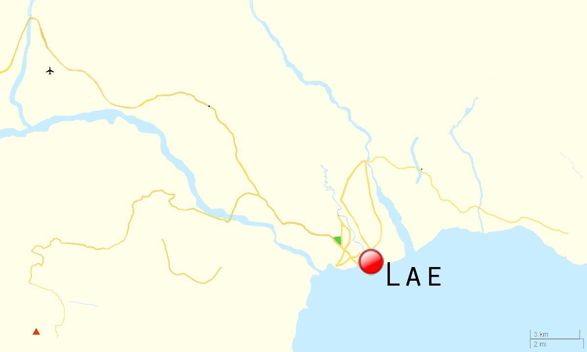 mapa do lae (papua-nova guiné 
