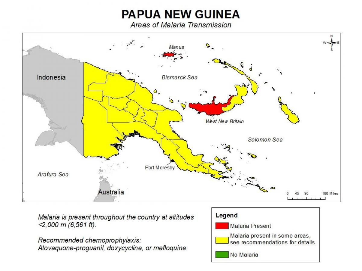 mapa de papua-nova guiné malária