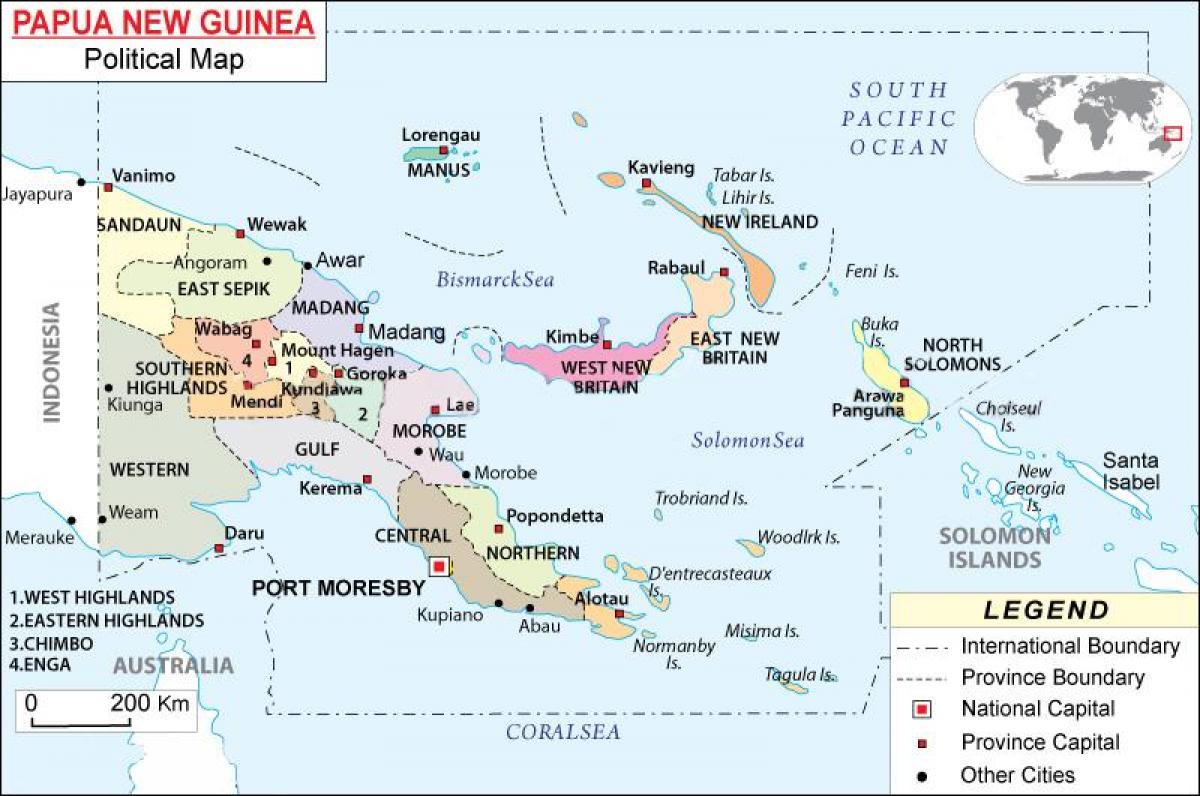 mapa de papua-nova guiné províncias